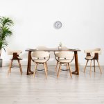 Vidaxl chaises de salle  manger 6 pcs crme similicuir et bois courb