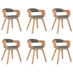 Vidaxl chaises de salle � manger 6 pcs gris clair bois courb� et tissu
