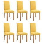 Vidaxl chaises de salle à manger 6 pcs jaune tissu Vidaxl chaises de salle à manger 6 pcs jaune tissu