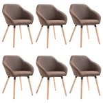 Vidaxl chaises de salle � manger 6 pcs marron tissu
