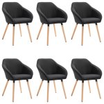 Vidaxl chaises de salle � manger 6 pcs noir tissu
