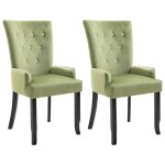 Vidaxl chaise de salle  manger et accoudoirs 2 pcs vert clair velours