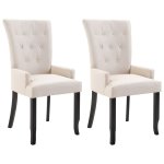 Vidaxl chaises de salle  manger avec accoudoirs 2pcs beige tissu