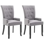 Vidaxl chaises de salle  manger avec accoudoirs 2pcs gris clair tissu