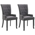 Vidaxl chaises de salle  manger avec accoudoirs 2pcs gris fonc tissu