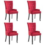 Vidaxl chaise de salle  manger avec accoudoirs 4 pcs rouge velours