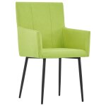 Vidaxl chaises de salle  manger avec accoudoirs 4 pcs vert tissu