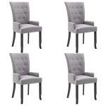 Vidaxl chaises de salle  manger avec accoudoirs 4pcs gris clair tissu