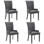Vidaxl chaises de salle  manger avec accoudoirs 4pcs gris fonc tissu
