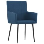 Vidaxl chaises de salle  manger avec accoudoirs 6 pcs bleu tissu