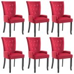 Vidaxl chaise de salle  manger avec accoudoirs 6 pcs rouge velours