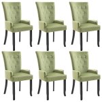Vidaxl chaise de salle  manger et accoudoirs 6 pcs vert clair velours