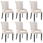 Vidaxl chaises de salle  manger avec accoudoirs 6pcs beige tissu