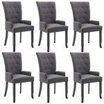 Vidaxl chaises de salle  manger avec accoudoirs 6pcs gris fonc tissu