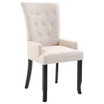 Vidaxl chaise de salle  manger avec accoudoirs beige tissu