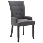 Vidaxl chaise de salle  manger avec accoudoirs gris fonc tissu