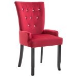 Vidaxl chaise de salle  manger avec accoudoirs rouge velours