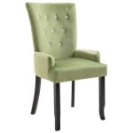 Vidaxl chaise de salle  manger avec accoudoirs vert clair velours