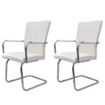 Vidaxl chaises de salle  manger cantilever 2 pcs blanc similicuir