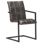 Vidaxl chaises de salle  manger cantilever 2 pcs gris cuir vritable