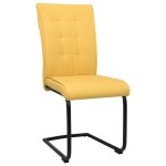 Vidaxl chaises de salle à manger cantilever 2 pcs jaune moutarde tissu Vidaxl chaises de salle à manger cantilever 2 pcs jaune moutarde tissu