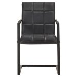 Vidaxl chaises de salle  manger cantilever 2 pcs noir cuir vritable