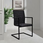 Vidaxl chaises de salle  manger cantilever 2 pcs noir similicuir