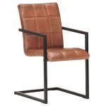 Vidaxl chaises de salle  manger cantilever 2pcs marron cuir vritable