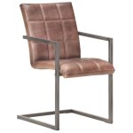 Vidaxl chaises de salle  manger cantilever 2pcs marron cuir vritable