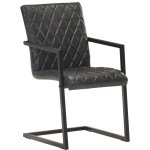 Vidaxl chaises de salle  manger cantilever 4 pcs noir cuir vritable