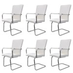 Vidaxl chaises de salle  manger cantilever 6 pcs blanc similicuir