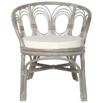 Vidaxl chaise de salle  manger avec coussin gris rotin naturel et lin