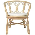 Vidaxl chaise de salle  manger avec coussin rotin naturel et lin