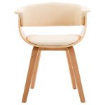 Vidaxl chaise de salle  manger crme bois courb et similicuir