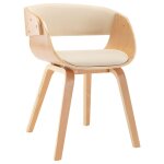 Vidaxl chaise de salle  manger crme bois courb et similicuir