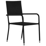 Vidaxl chaises de salle  manger d'extrieur 2 pcs rsine tresse noir
