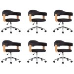 Vidaxl chaises de salle  manger pivotantes 6 pcs noir similicuir