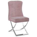 Vidaxl chaise de salle  manger rose 53x52x98 cm velours et inox