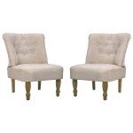 Vidaxl chaises en style franais 2 pcs crme tissu