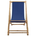 Vidaxl chaise de terrasse bambou et toile bleu marine