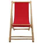 Vidaxl chaise de terrasse bambou et toile rouge