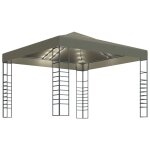 Vidaxl chapiteau avec guirlande lumineuse  led 3x3 m taupe