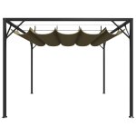 Vidaxl chapiteau de jardin avec auvent rtractable 3x3m taupe 180 g / m