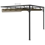 Vidaxl chapiteau mural de jardin auvent rtractable 3x3m taupe 180g / m