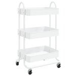 Vidaxl chariot  3 niveaux blanc 43x34x79 cm acier