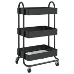 Vidaxl chariot  3 niveaux noir 43x34x79 cm acier