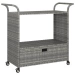 Vidaxl chariot de bar avec tiroir gris 100x45x97 cm r�sine tress�e