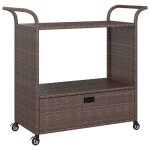 Vidaxl chariot de bar avec tiroir marron 100x45x97 cm rsine tresse