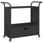 Vidaxl chariot de bar avec tiroir noir 100x45x97 cm rsine tresse