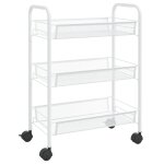 Vidaxl chariot de cuisine  3 niveaux blanc 46x26x64 cm fer